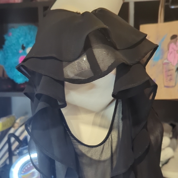 2B Bebe Black Sheer Ruffle Blouse - Picture 5 of 8